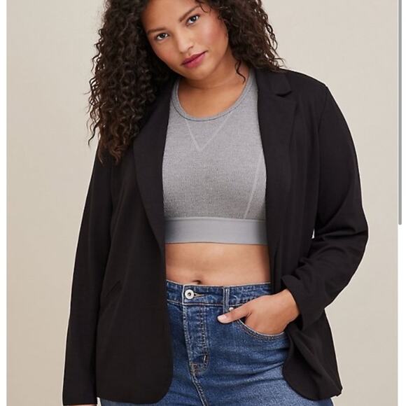 Torrid Black Jersey Knit Open Front Blazer - Picture 2 of 10